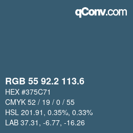 カラーコード: RGB 55 92.2 113.6 | qconv.com