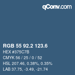 カラーコード: RGB 55 92.2 123.6 | qconv.com