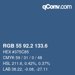 カラーコード: RGB 55 92.2 133.6 | qconv.com