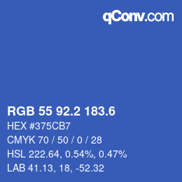 カラーコード: RGB 55 92.2 183.6 | qconv.com