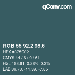カラーコード: RGB 55 92.2 98.6 | qconv.com
