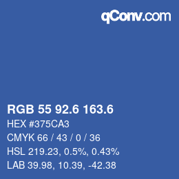 カラーコード: RGB 55 92.6 163.6 | qconv.com