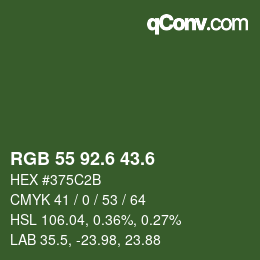 カラーコード: RGB 55 92.6 43.6 | qconv.com