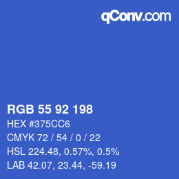 Color code: RGB 55 92 198 | qconv.com