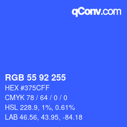 カラーコード: RGB 55 92 255 | qconv.com
