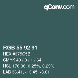 Color code: RGB 55 92 91 | qconv.com