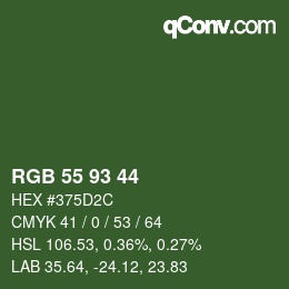 Farbcode: RGB 55 93 44 | qconv.com