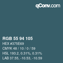 颜色代码: RGB 55 94 105 | qconv.com