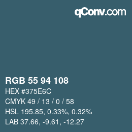 カラーコード: RGB 55 94 108 | qconv.com