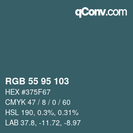 Color code: RGB 55 95 103 | qconv.com