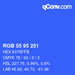 Color code: RGB 55 95 251 | qconv.com