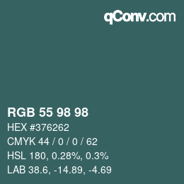 Farbcode: RGB 55 98 98 | qconv.com