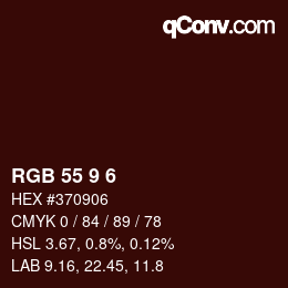 颜色代码: RGB 55 9 6 | qconv.com