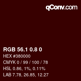 Color code: RGB 56.1 0.8 0 | qconv.com
