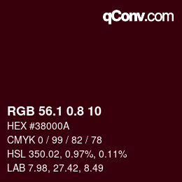 Color code: RGB 56.1 0.8 10 | qconv.com