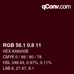 カラーコード: RGB 56.1 0.8 11 | qconv.com