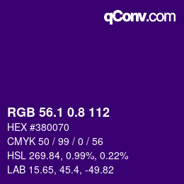 カラーコード: RGB 56.1 0.8 112 | qconv.com