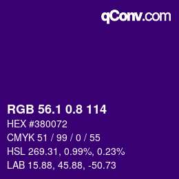 カラーコード: RGB 56.1 0.8 114 | qconv.com