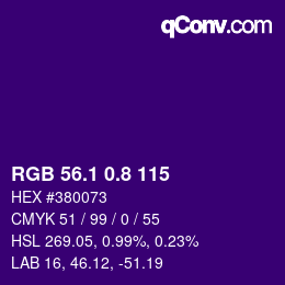 カラーコード: RGB 56.1 0.8 115 | qconv.com