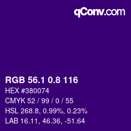 カラーコード: RGB 56.1 0.8 116 | qconv.com