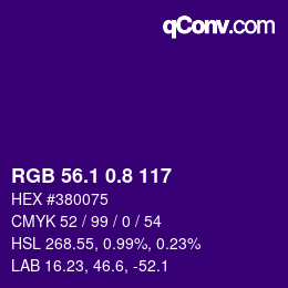カラーコード: RGB 56.1 0.8 117 | qconv.com