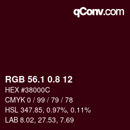 カラーコード: RGB 56.1 0.8 12 | qconv.com