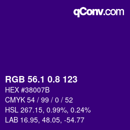 カラーコード: RGB 56.1 0.8 123 | qconv.com