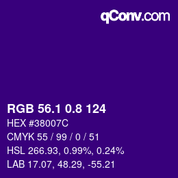 カラーコード: RGB 56.1 0.8 124 | qconv.com