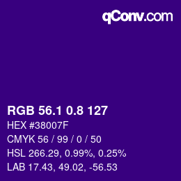 カラーコード: RGB 56.1 0.8 127 | qconv.com