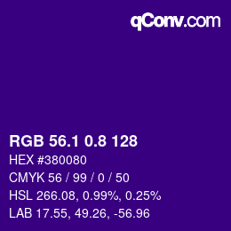 カラーコード: RGB 56.1 0.8 128 | qconv.com