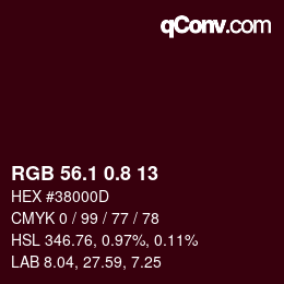 カラーコード: RGB 56.1 0.8 13 | qconv.com
