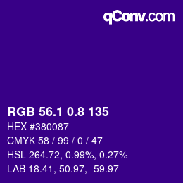 カラーコード: RGB 56.1 0.8 135 | qconv.com
