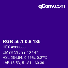 カラーコード: RGB 56.1 0.8 136 | qconv.com
