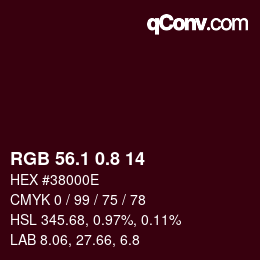 カラーコード: RGB 56.1 0.8 14 | qconv.com