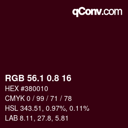 Color code: RGB 56.1 0.8 16 | qconv.com
