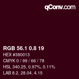 カラーコード: RGB 56.1 0.8 19 | qconv.com