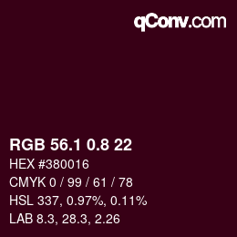 カラーコード: RGB 56.1 0.8 22 | qconv.com