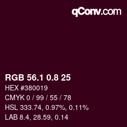 Farbcode: RGB 56.1 0.8 25 | qconv.com