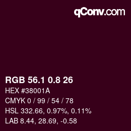 カラーコード: RGB 56.1 0.8 26 | qconv.com