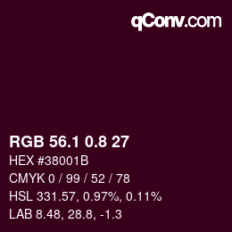 カラーコード: RGB 56.1 0.8 27 | qconv.com