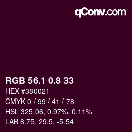 カラーコード: RGB 56.1 0.8 33 | qconv.com