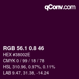 カラーコード: RGB 56.1 0.8 46 | qconv.com