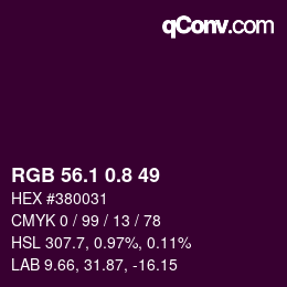 カラーコード: RGB 56.1 0.8 49 | qconv.com