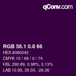カラーコード: RGB 56.1 0.8 66 | qconv.com