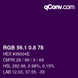 カラーコード: RGB 56.1 0.8 78 | qconv.com