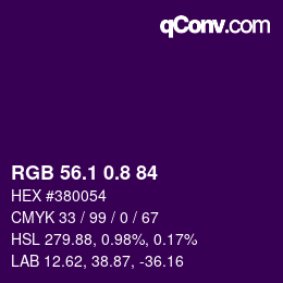 カラーコード: RGB 56.1 0.8 84 | qconv.com