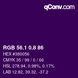 カラーコード: RGB 56.1 0.8 86 | qconv.com