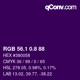 カラーコード: RGB 56.1 0.8 88 | qconv.com