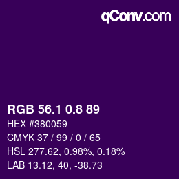 カラーコード: RGB 56.1 0.8 89 | qconv.com