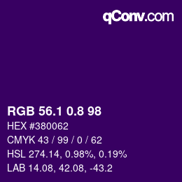 カラーコード: RGB 56.1 0.8 98 | qconv.com